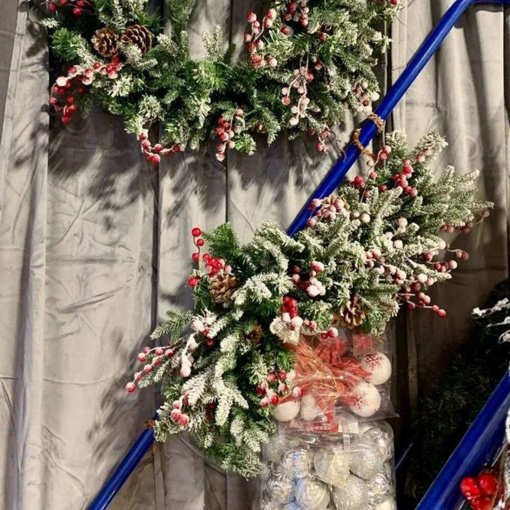 National Tree Company HGTV LED Pre-Lit Battery Timer Large Snowy Garland Swag